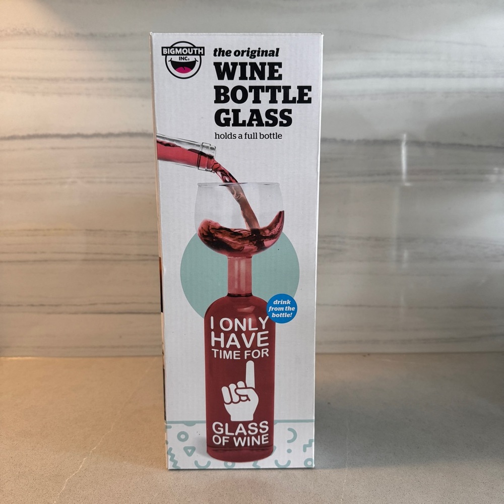Big Mouth Inc Wine Bottle Glass 750ml 11" Tall One Glass of Wine Graphics